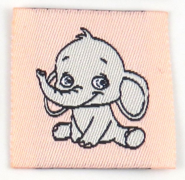 Woven straightcut label Elephant - 2