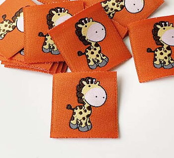 Woven straightcut label Giraffe