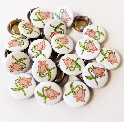 Snap-on button Floral clock pink