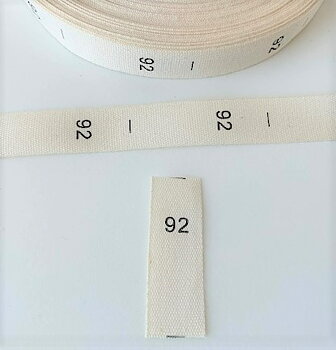 Printed cotton label to fold, size 92