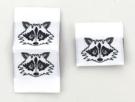 Woven folded label Racoon