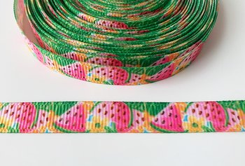Printed ribbon melons & flower 10mm