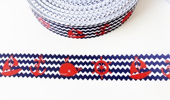  Tryckt band chevron marin 22mm