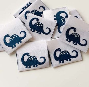 Woven folded label Dino