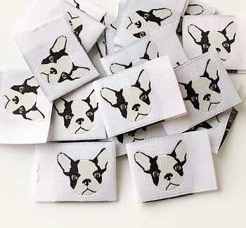 Woven folded label Bulldog