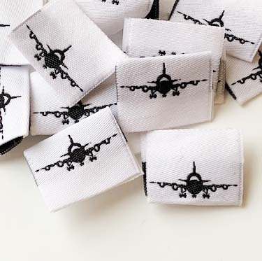 Woven folded label Airplane
