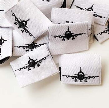 Woven folded label Airplane