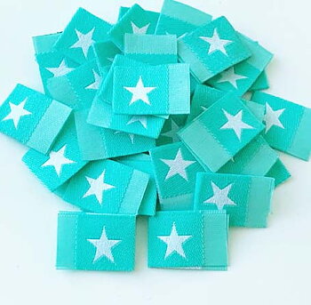 Woven folded label Mint with white star