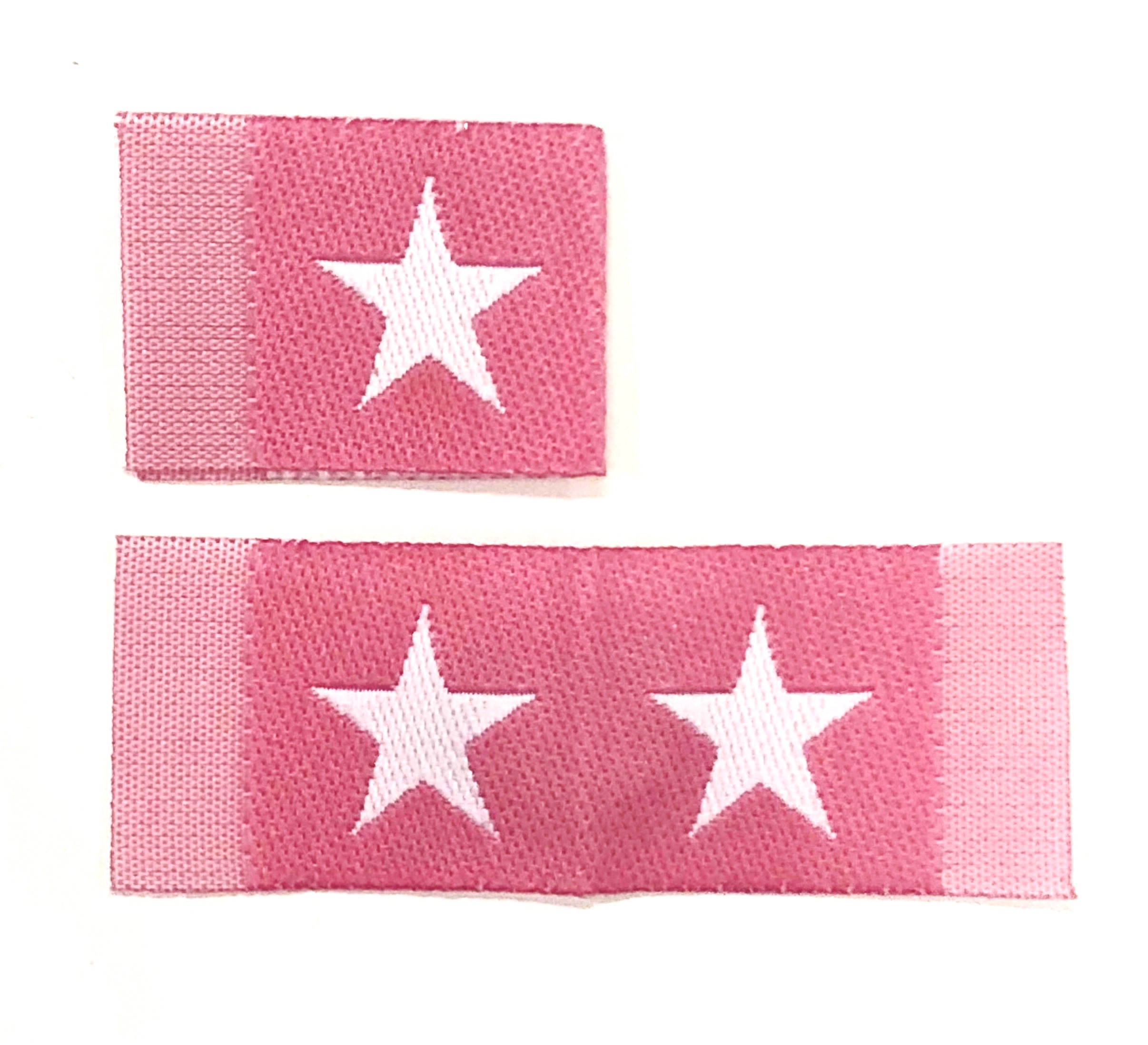 Woven folded label Dull pink with white star - 2