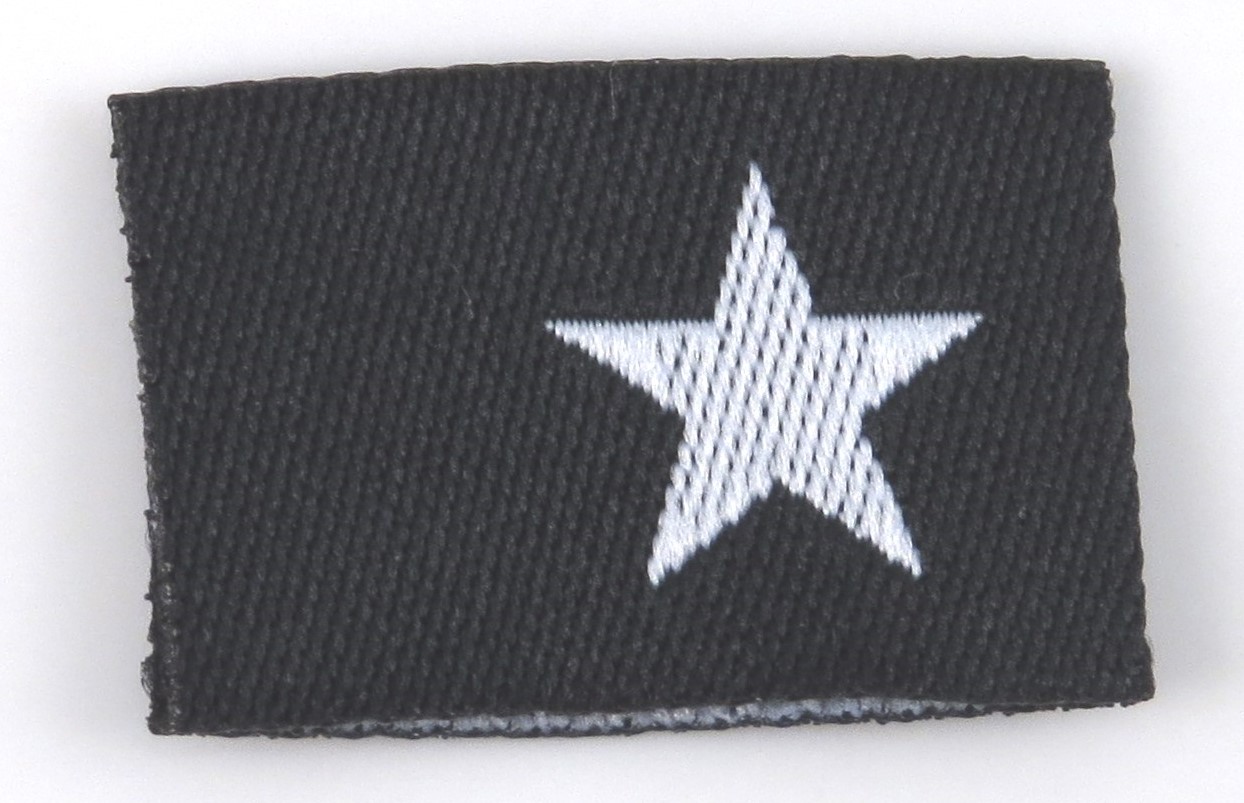 Woven folded label Black with white star - 2