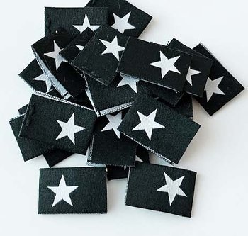Woven folded label Black with white star