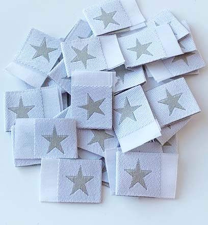 Woven folded label White with grey star