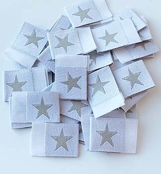 Woven folded label White with grey star