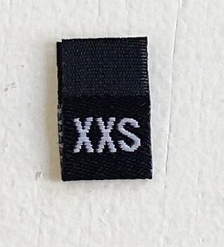Black woven folded sizelabel XXS