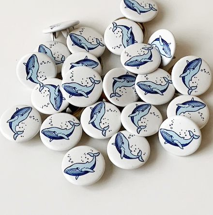 Snap-on button Blue whale