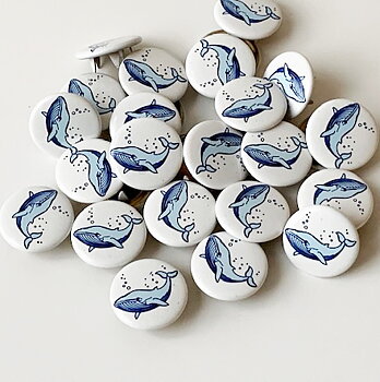 Snap-on button Blue whale