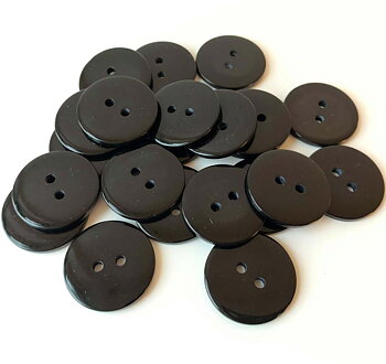 Black shiny button two holes