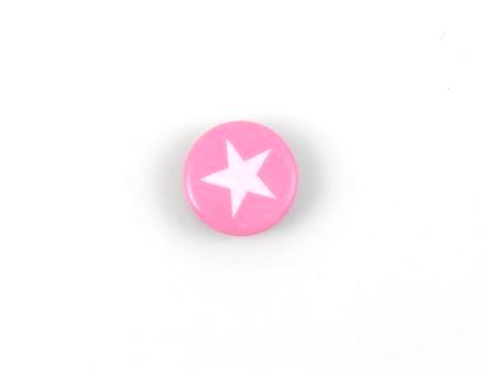 Snap-on button White star on pink - 2