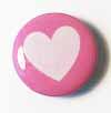Snap-on button White heart on pink - 2