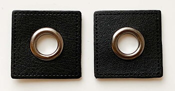 2-pack Eyelet badge, black leather