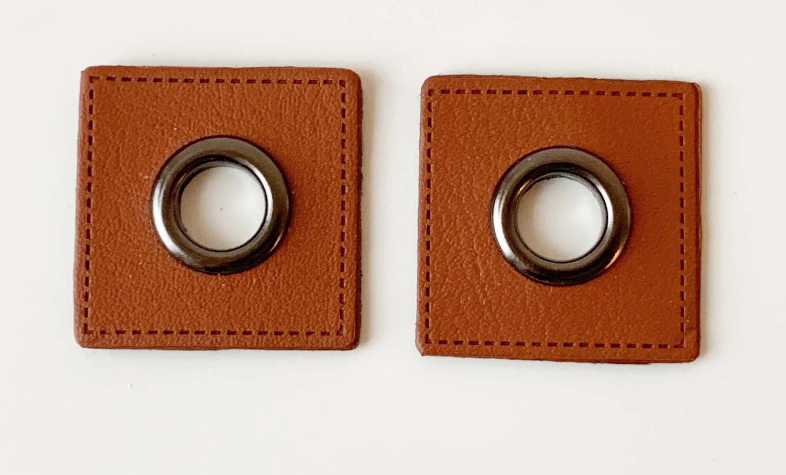 2-pack Öljettlapp, brun läder