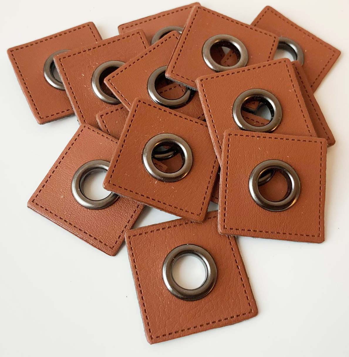 2-pack Öljettlapp, brun läder - 2