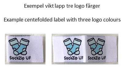 Centerfolded woven label custommade template G-K 3 colour logo 1000pcs - 2