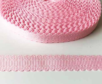 Printed ribbon Pink with wavy edges 10mm