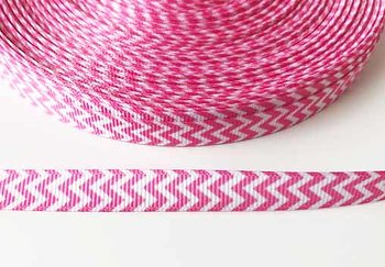 Printed ribbon Pink Chevron 10mm