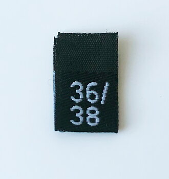 Black woven folded sizelabel  36/38
