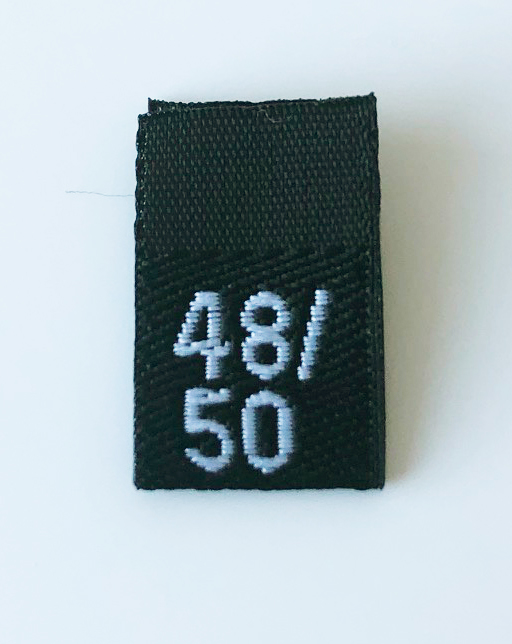 Black woven folded sizelabel  48/50
