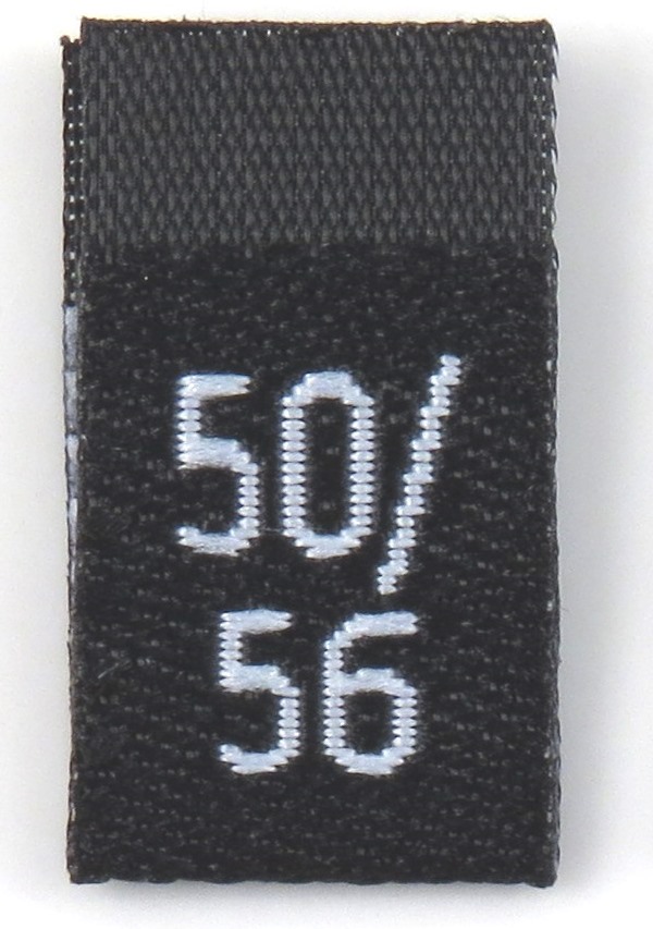 Black woven folded sizelabel  50/56