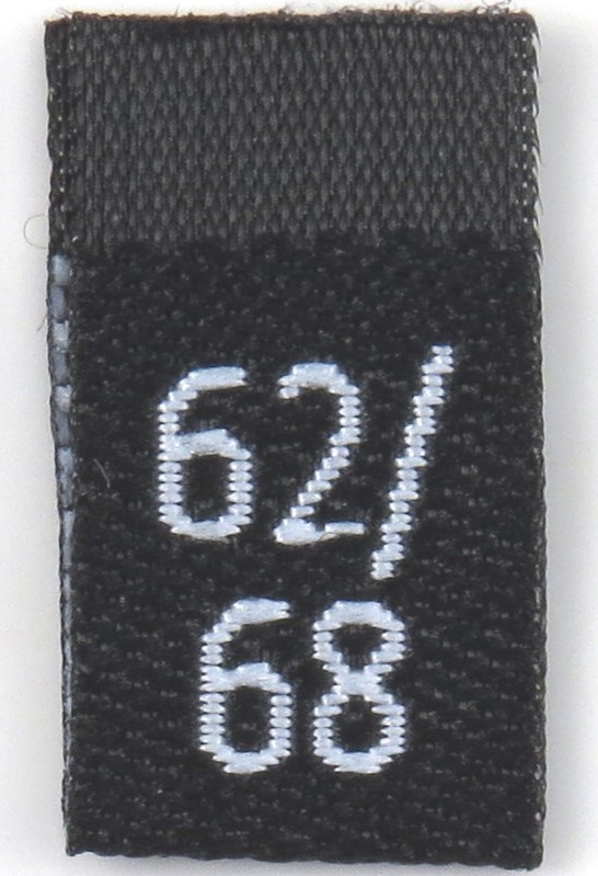Black woven folded sizelabel  62/68