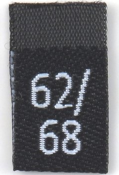 Black woven folded sizelabel  62/68