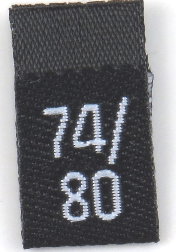Black woven folded sizelabel 74/80