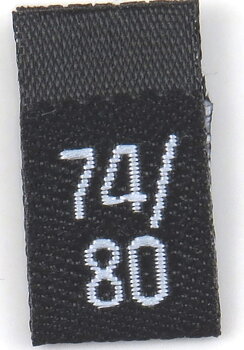 Black woven folded sizelabel 74/80