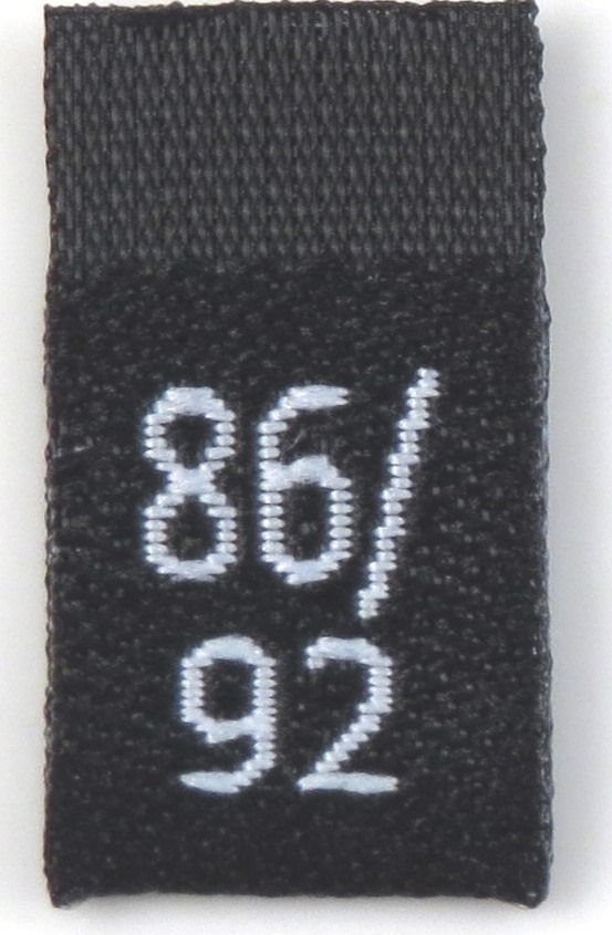 Black woven folded sizelabel 86/92