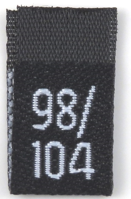 Black woven folded sizelabel 98/104