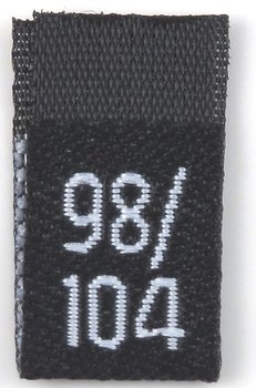 Black woven folded sizelabel 98/104