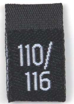 Black woven folded sizelabel 110/116