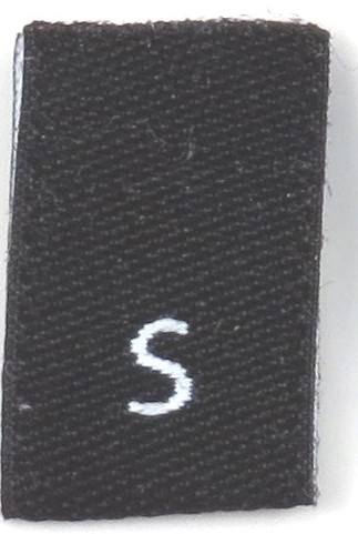 Black woven folded sizelabel S