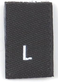 Black woven folded sizelabel L