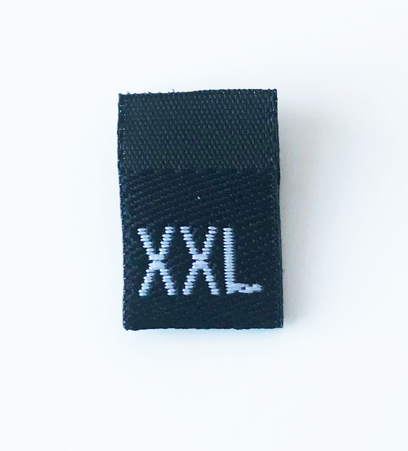 Svart vävd vikt storlekslapp XXL