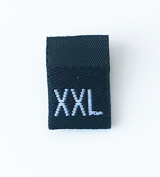 Black woven folded sizelabel XXL