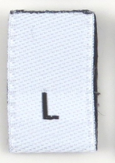 White woven folded sizelabel L