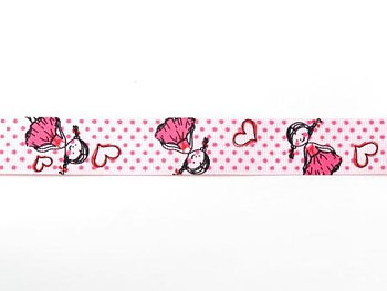  Tryckt band Rosa flickor 22mm