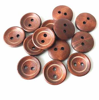 Brown wooden button two holes
