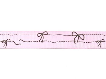  Tryckt band Rosa med rosetter 22mm