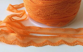 Stretchig spets orange 14mm