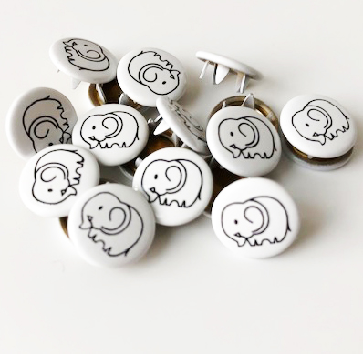 Snap-on button Elephant outline